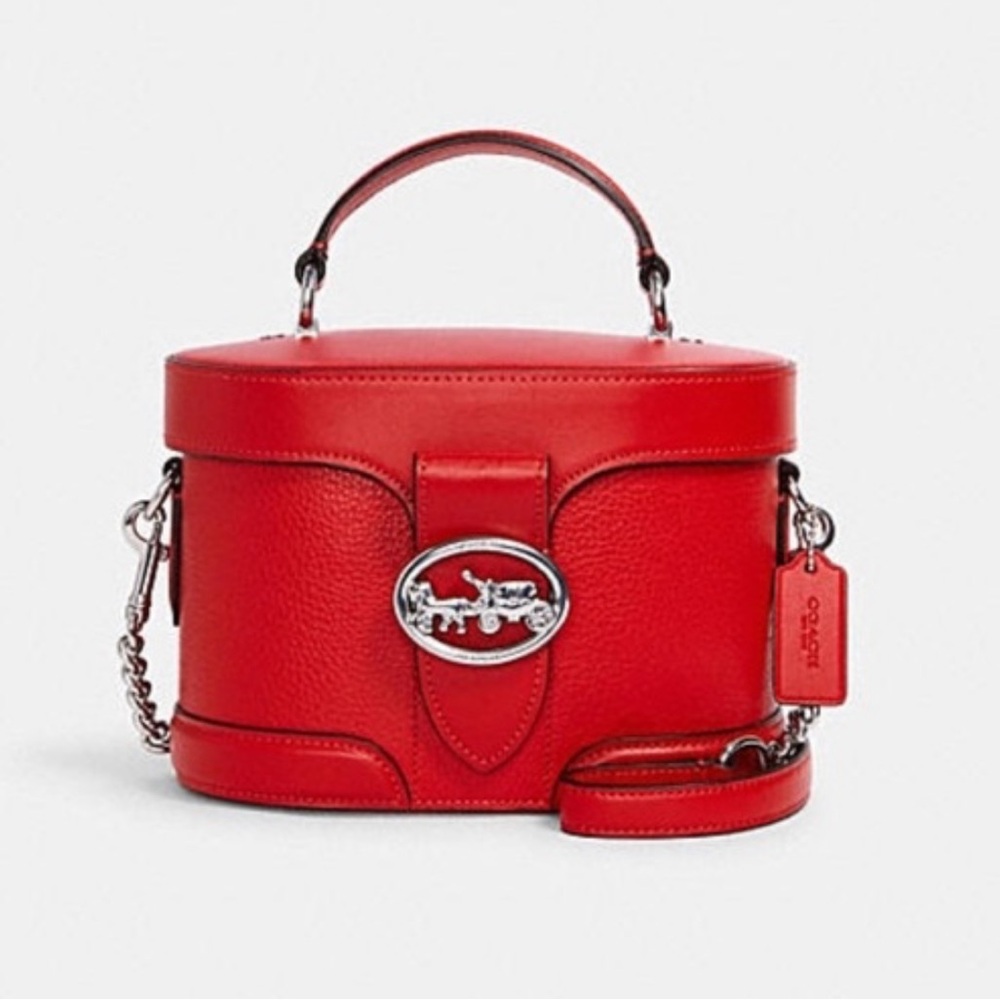 COACH Georgie Gem Red Pebble Leather Top Handle Crossbody Bag
